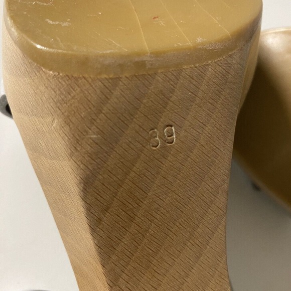 MARNI Sandal Leather Open Toe Platform Ankle Strap Wood Heel Grayish Blu… - Picture 9 of 10